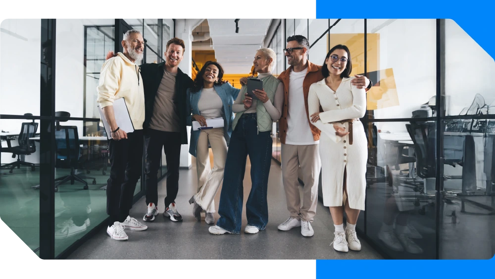 Team smiling at camera